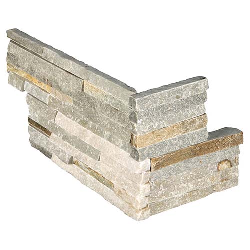 Quartzite tile in Golden Honey Pencil Ledger Corner