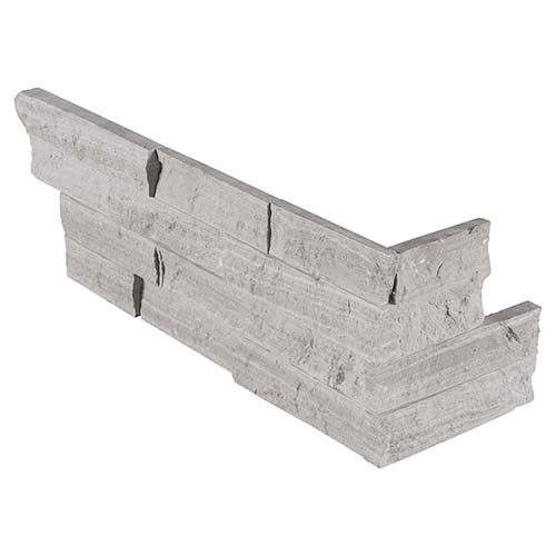 Marble tile in Gray Oak Splitface Ledger Corner
