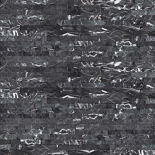 Marble tile in Marquina Nero Splitface 6x24 Panel