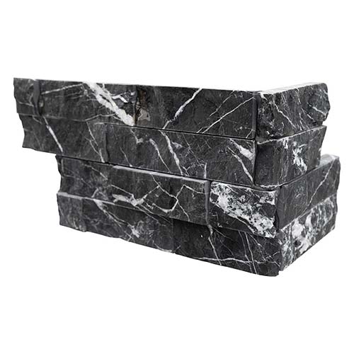 Marble tile in Marquina Nero Splitface 6x24 Panel