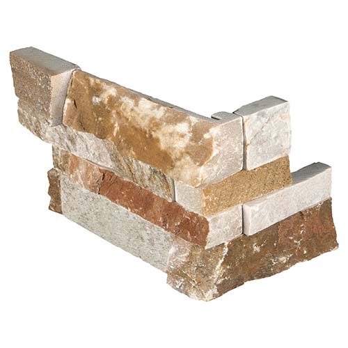 Quartzite tile in Golden White 6x18 Corner