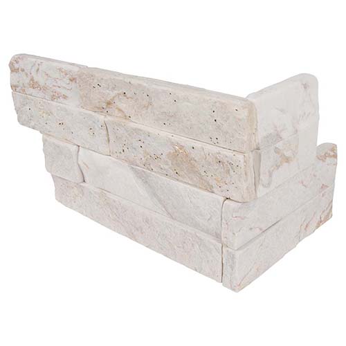 Quartzite tile in Royal White Splitface Ledger Corner