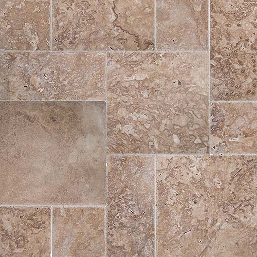 Travertine tile in Tuscany Walnut HUFCB Versailles Pattern