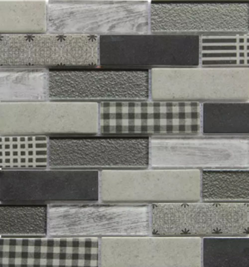 French Gingham Brick Glass Mosaic Tile