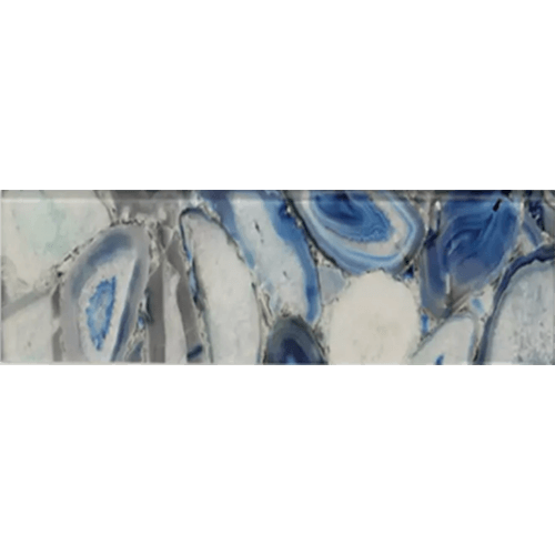 Inkjet Geode - Blue & Green 4" x 16" Glass Tile