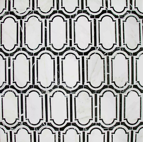 Oriental White & Black Marble Windows Waterjet Tile