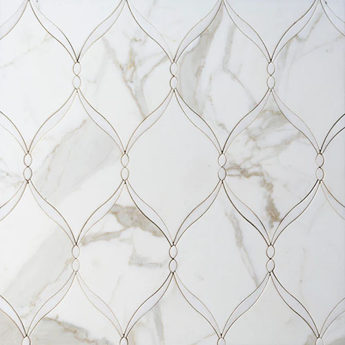 Thassos & Calacatta Dewdrop Mosaic Waterjet Tile