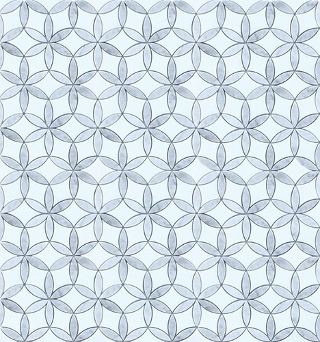 Thassos & Carrara Marble Flower Waterjet Tile