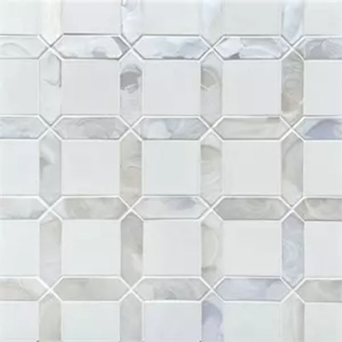Thassos Marble And Hot Glass Mosaic Tile