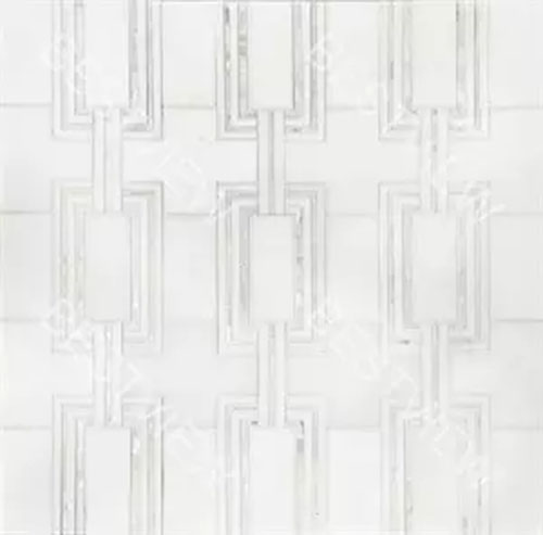 Thassos Marble With Mother Of Pearl Mosaic Waterjet Tile