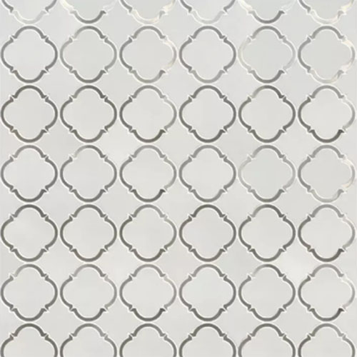 Thassos & Thassos with Metal Patterned Mosaic Waterjet Tile