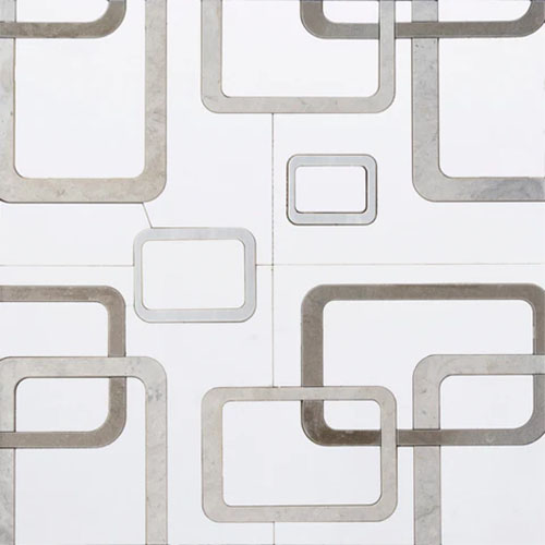 Thassos & Tunisian Gray Warhol Mosaic Waterjet Tile