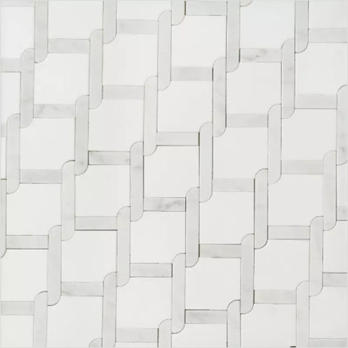 Thassos White & Carrara White Mosaic Waterjet Tile