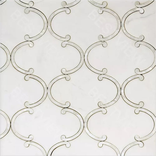 Thassos White & Mother Of Pearl Mosaic Waterjet Tile