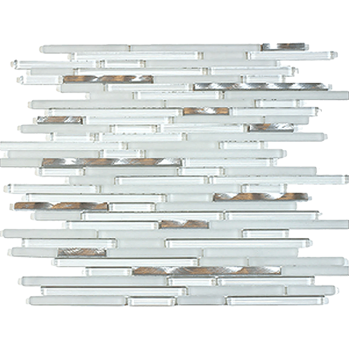 White Shadow Thin Random Strips Glass Tile