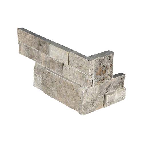 Travertine tile in Silver Travertine Ledger Corner