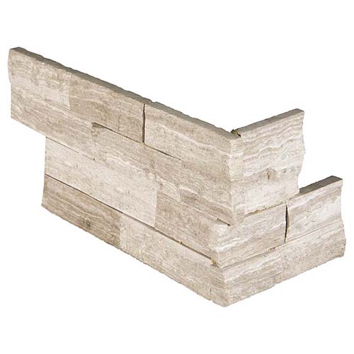 Marble tile in White Oak Splitface Corner