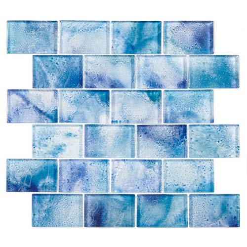 Glass Mosaic tile in Frothy Swirls Ink Drops