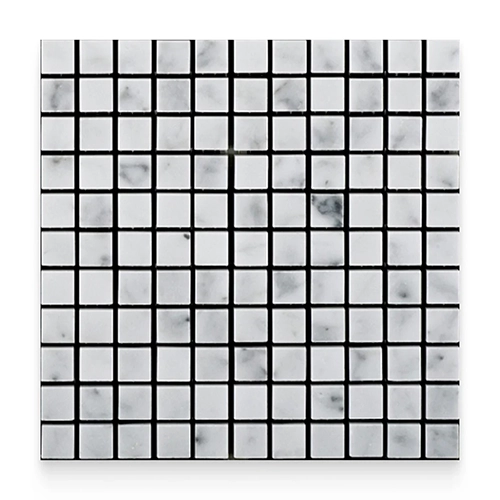 Carrara White 1" x 1" Square Honed