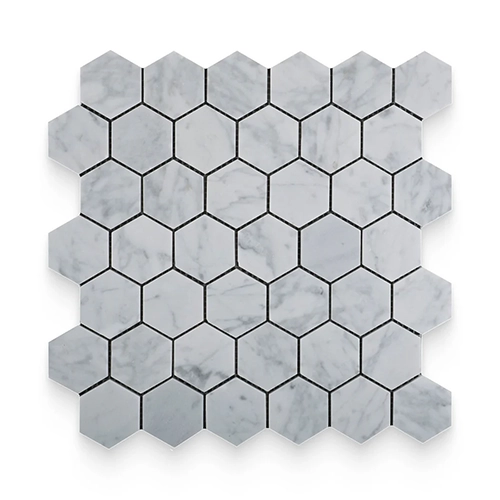 Carrara White 2" x 2" Hexagon Honed