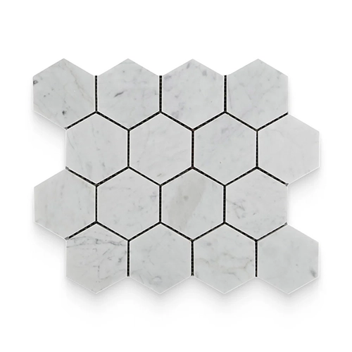 Carrara White 3" x 3" Hexagon Honed