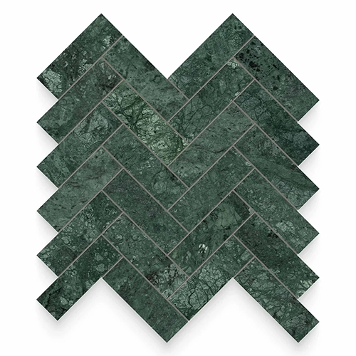 Verde Reale 1.25" x 4" Herringbone Polished