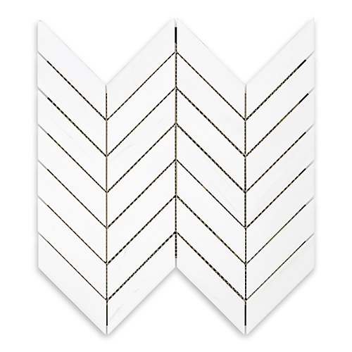 Bianco Dolomite - Chevron 1" x 4" Honed