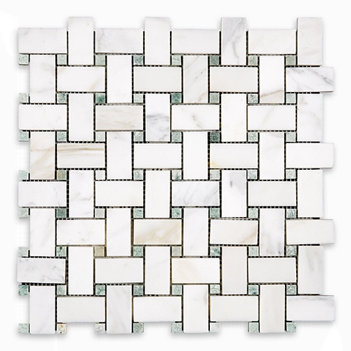 Calacatta Gold - Basketweave w/ Green Dot Polished