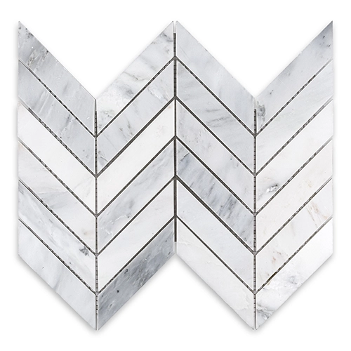 Oriental White - Chevron 1" x 4" Honed
