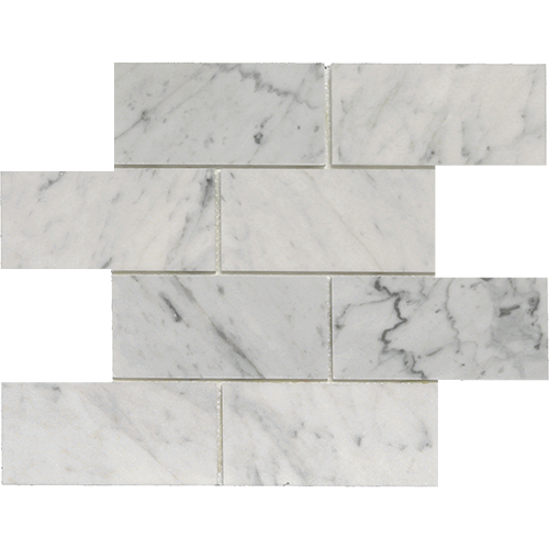Marble Mosaic tile in Classic Series Brick White Carrera Polished 3x6