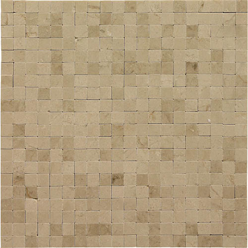 Marble Mosaic tile in Crema Marfil Polished 0.625x0.625