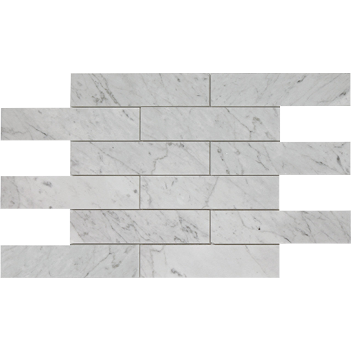 Marble Mosaic tile in Classic Series Brick White Carrera Polished 2x8