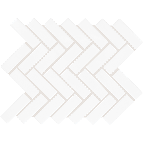 Color Wheel Mosaic Herringbone Arctic White 9" x 12"