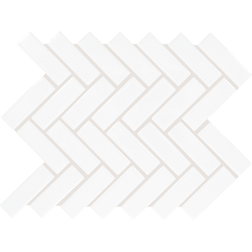 Color Wheel Mosaic Herringbone Matte Arctic White 9" x 12"