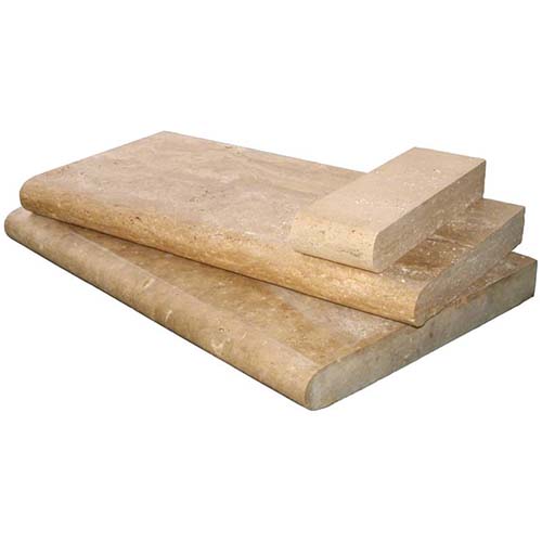 Travertine tile in Tuscany Walnut Pool 4x12 Coping