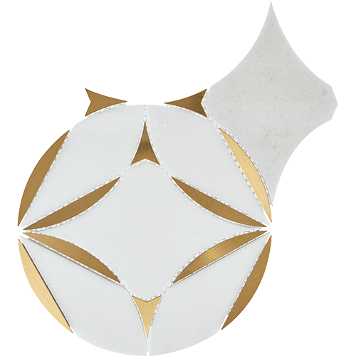 Lavaliere Blossom Thassos White/Brass 8" x 8"