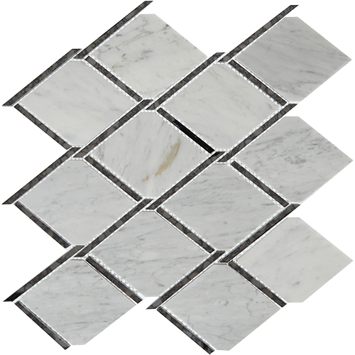 Lavaliere Chain Link Carrara White Black Antique Mirror 14" x 14"