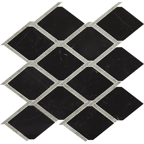 Lavaliere Chain Link Nero Marquina Antique Mirror 14" x 14"