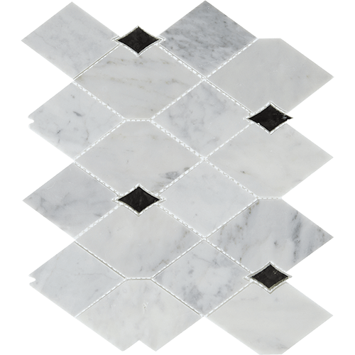 Lavaliere Harlequin Carrara White Antique Mirror 12" x 10"