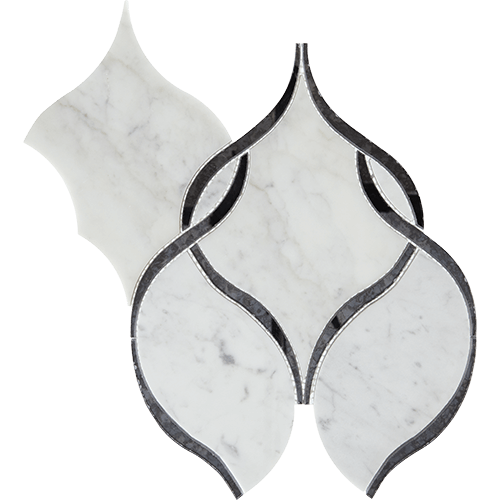 Lavaliere Intertwining Arabesque Carrara White/Black Antique Mirror 12" x 13"
