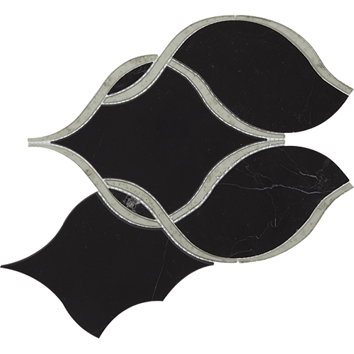 Lavaliere Intertwining Arabesque Nero Marquina Antique Mirror 12" x 13"