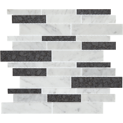 Lavaliere Random Linear Carrara White Black Antique Mirror 11" x 13"