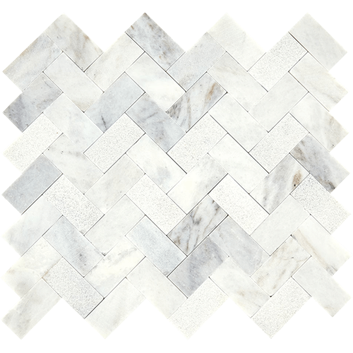Minute Mosaix Herringbone Daphne White 11" x 10"