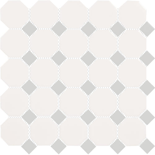 Octagon & Dot White / Gray 12" x 12"