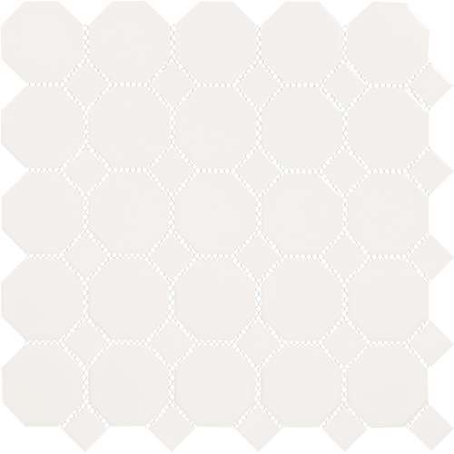 Octagon & Dot White / White 12" x 12"