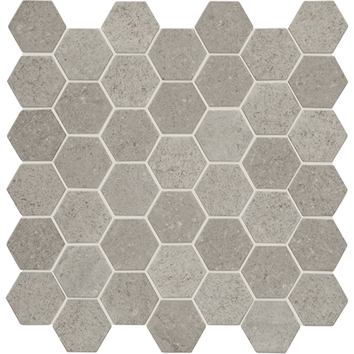 Raine 2" Hex Cumulus Grey 12" x 12"