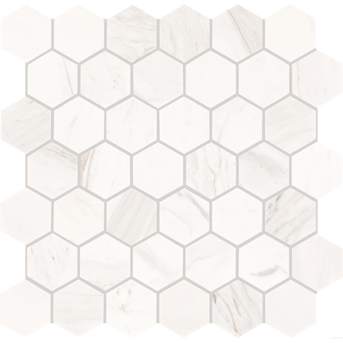 Raine 2" Hex Stratus White 12" x 12"