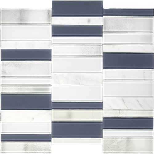SimplyStick Mosaix Straight Joint Carrara White and Glass Blend 12" x 11"