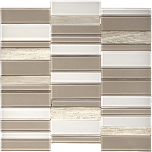 SimplyStick Mosaix Straight Joint Chenille White and Glass Blend 12" x 11"