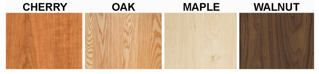 oak cherry maple walnut sample